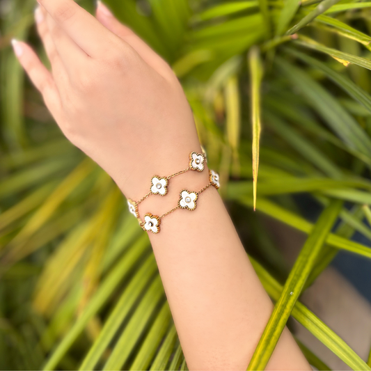 Dainty White Clover Bracelet