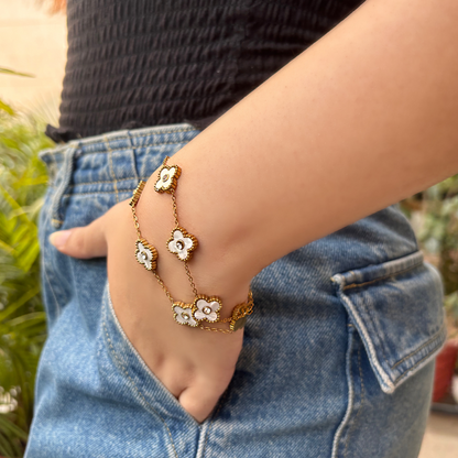 Dainty White Clover Bracelet